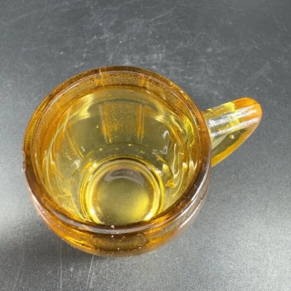 Vintage Amber Glass Barrel Shot Glass Single‎ Toothpick Holder Glassware Decor